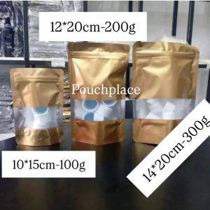 Smooth Gold Pouch With Window (50pcs)